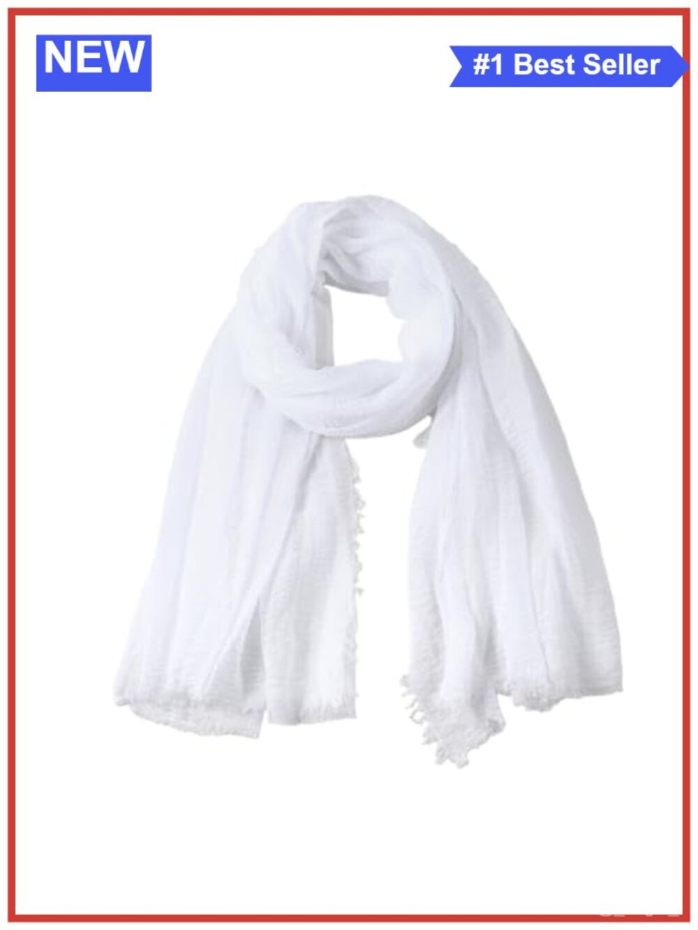 Cotton Linen Blend Scarf Soft Crinkle Shawl Wrap Fringe